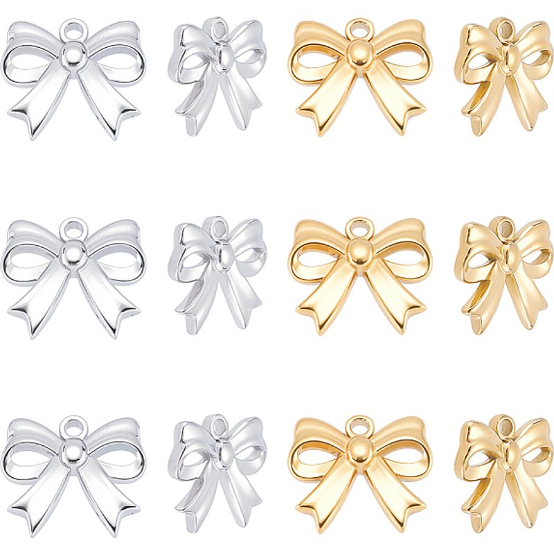 12Pcs Mixed Color Bowknot Charms in 304 Stainless Steel — Charms & Pendants