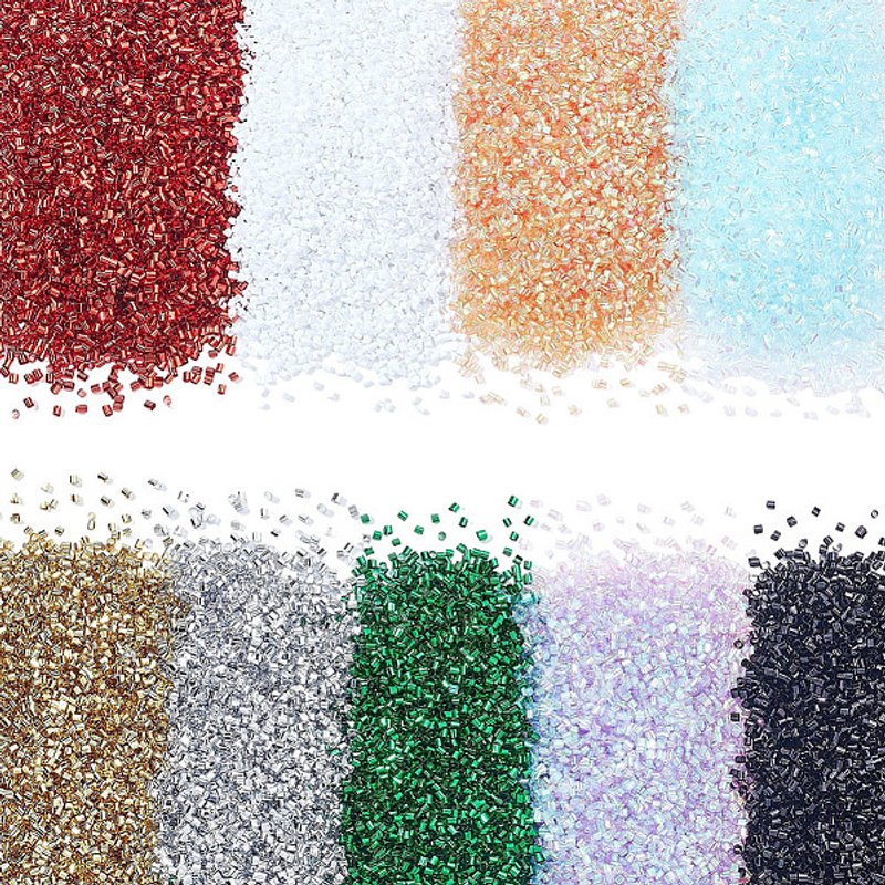 9 ensembles de perles tubulaires en plastique de couleurs variées, 3x2mm, 20g/ensemble — Perles à bijoux