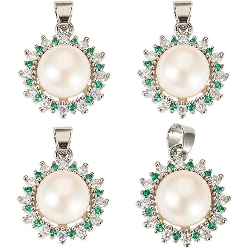 Natural Pearl Flower Charms with Brass Cup Peg Bails - 4pcs — Charms & Pendants