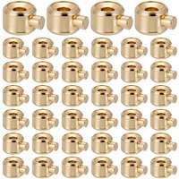 60 Pcs Brass Crimp Beads, 14K Gold Plated, Column Shape