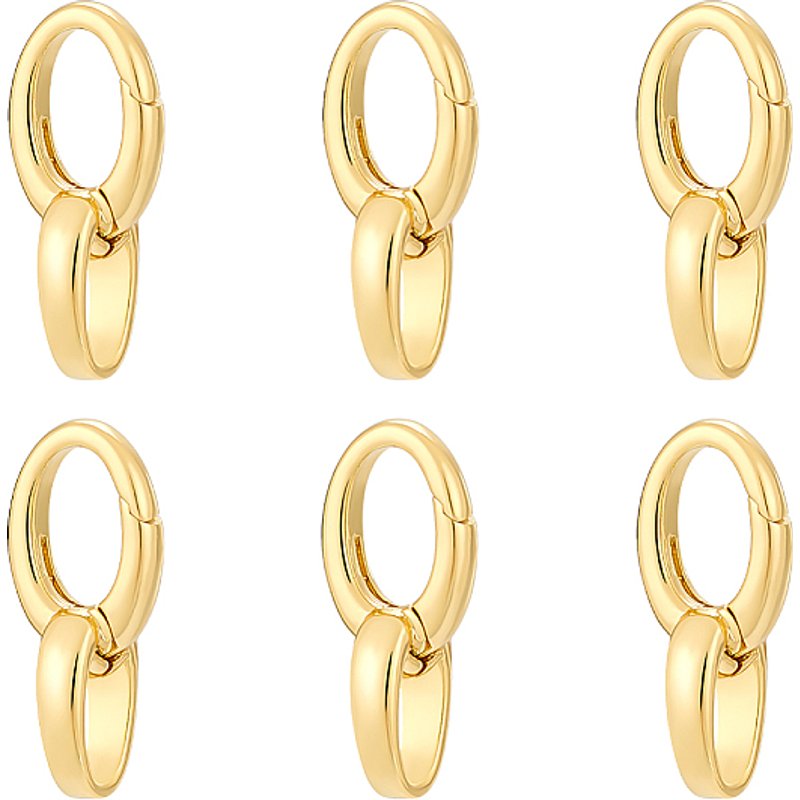 6Pcs Brass Spring Gate Rings, 18K Gold Plated, Cadmium & Nickel Free — Jewelry Findings