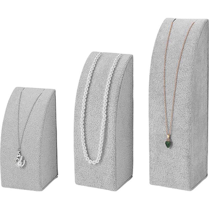 Support à collier vertical en MDF, ensemble de 3 pièces gris clair — Rangement et présentation