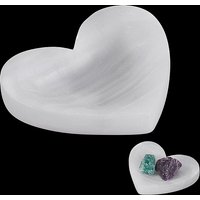 Bols décoratifs en sélénite naturel en forme de cœur pour le rangement de bijoux — Rangement et présentation