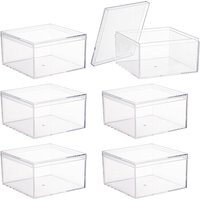PH PandaHall 6pcs Clear Acrylic Jewelry Storage Boxes with Lids