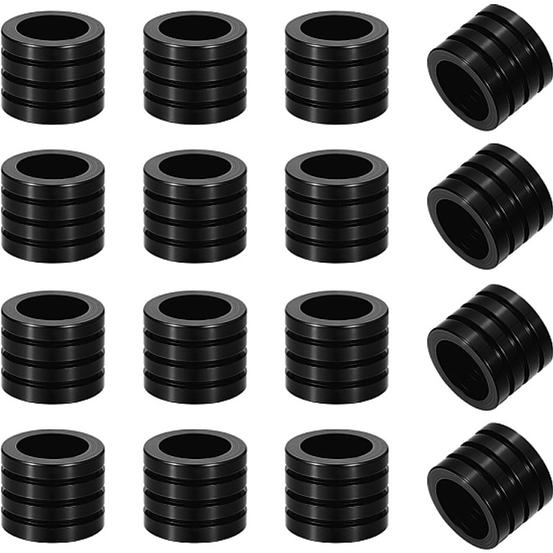 16Pcs Black Grooved Column Beads, 304 Stainless Steel, Large Hole — Jewelry Beads