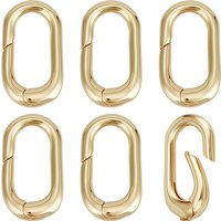 6Pcs Brass Spring Gate Rings, Oval, 18K Gold Plated — Jewelry Findings