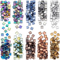 500Pcs 10 Colors Electroplate Glass Seed Beads, 2-Hole Rectangle — Jewelry Beads