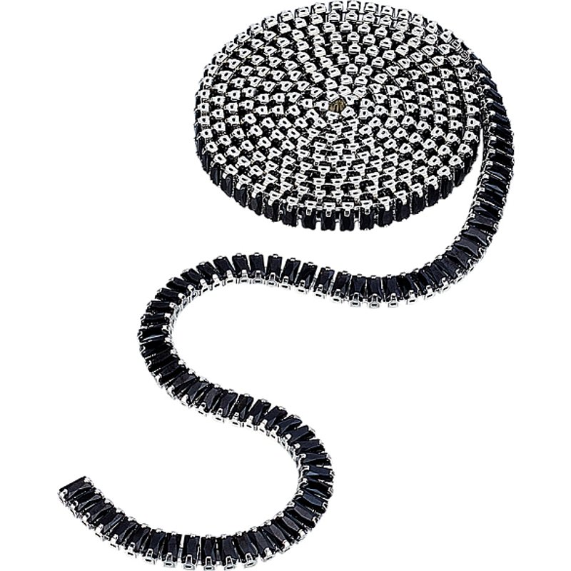 Brass Micro Pave Black Cubic Zirconia Chains, Unwelded, Platinum
