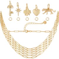 DIY Necklace Making Kit with Stainless Steel Chain and Brass Pendants