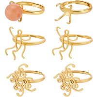 Craftymelody 6Pc Réglages de Bague en Or Ajustables avec Composants à Griffe