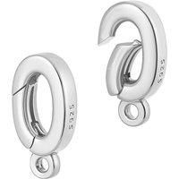 2Pcs Anneaux à Ressort Oval en Argent Sterling 925