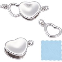 Sterling Silver Heart Pearl Clasps with Jump Rings for Jewelry Making