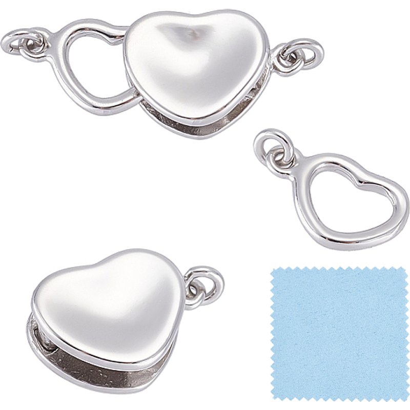 Sterling Silver Heart Pearl Clasps with Jump Rings for Jewelry Making — Jewelry Findings