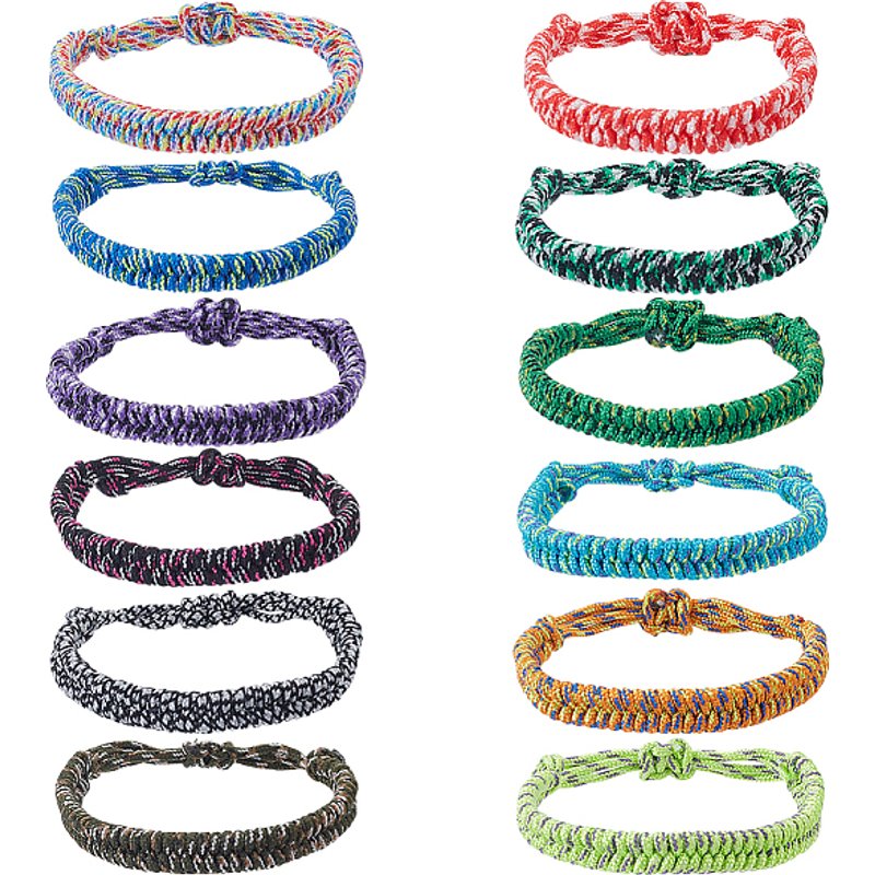 12-Piece Mixed Color Survival Cord Bracelets for Outdoor Activities — Bracelet Women