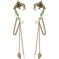 Alloy Tree Cuff Earrings with Glass in Antique Bronze — Costume Jewelry