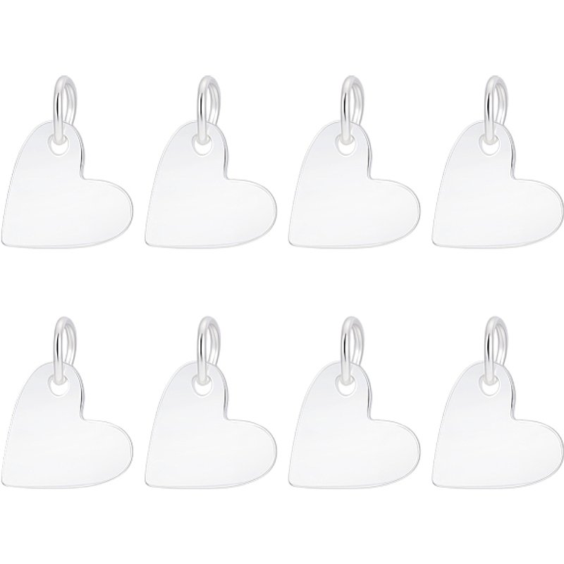 8Pcs 925 Sterling Silver Blank Heart Charms with Jump Rings — Charms & Pendants