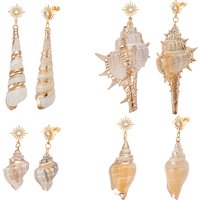 Natural Conch Shell Dangle Earrings with Stainless Steel Studs — Costume Jewelry