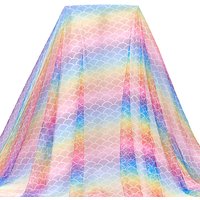 Tissu en polyester dégradé - Motif écailles de poisson coloré, 1500x0.1mm