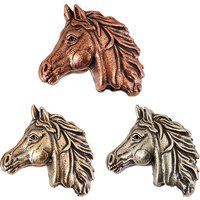 3Pcs Brass European Beads, Large Hole Horse Design, Mixed Colors — Jewelry Beads