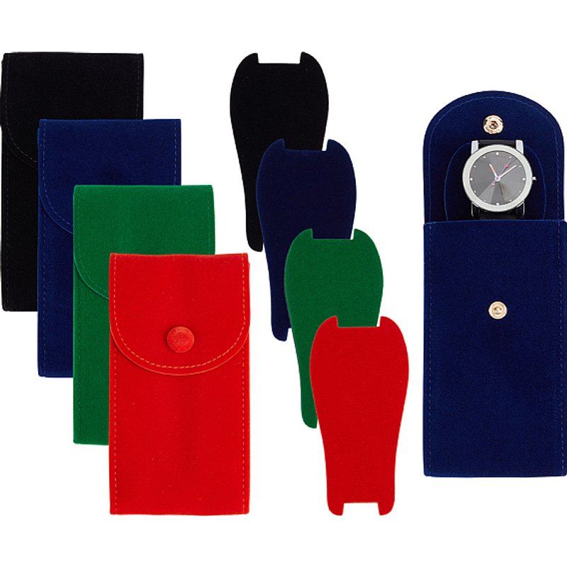 8-Pack Plush Cloth Watch Storage Pouches with Snap Button — Jewelry Display & Storage