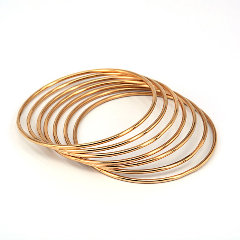 201 Stainless Steel Buddhist Bangle Set - Golden - 66mm - 7 Pieces — Bracelet Women