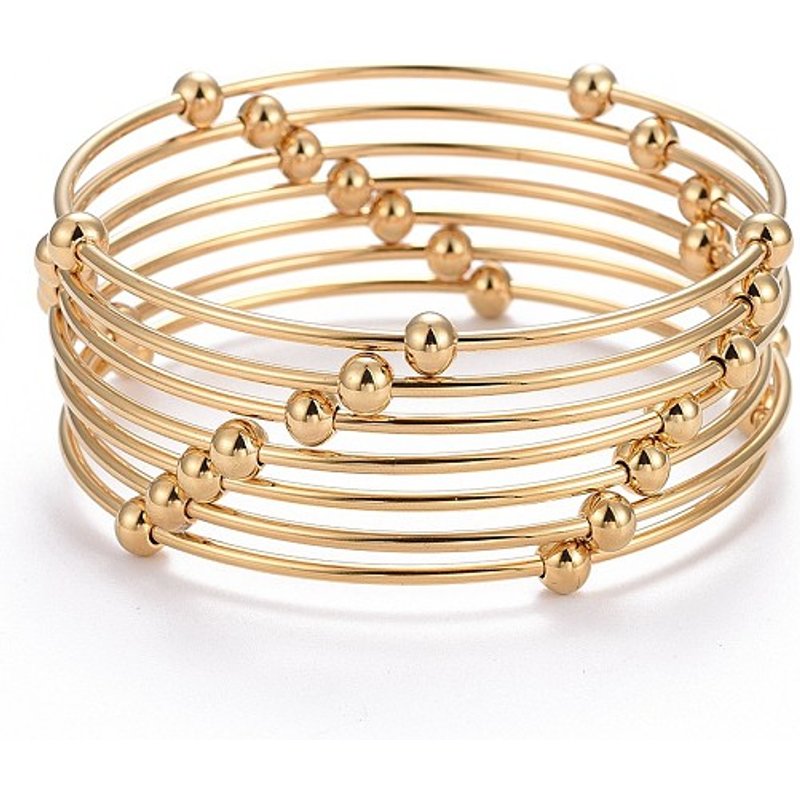 Ensemble de Bracelets en Acier Inoxydable Fashion 201 avec Perles Rondes, Doré — Bracelet Femme