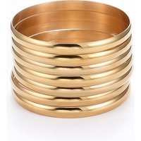 Ensemble de Bracelets Joncs en Acier Inoxydable Doré Fashion 201, 7 Pièces — Bracelet Femme