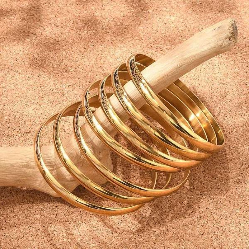 Fashion 201 Stainless Steel Bangle Set - Golden, 7 Pieces — Bracelet Women