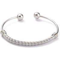 PVD Vacuum Plating 201 Stainless Steel Torque Bangle with Beads — Bracelet Women