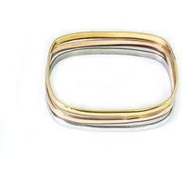 3 Pcs Women's Square Stainless Steel Stackable Bangles - Mixed Colors
