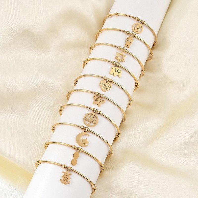 201 Stainless Steel Cuff Bangles with 18K Gold Plating — Bracelet Women