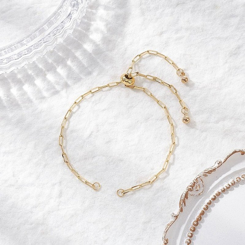 Adjustable Brass Paperclip Chain Slider Bracelet with 18K Gold Plating — Jewelry Making Tools