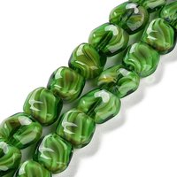 Handmade Milleflori Glass Beads Strands, Square, Green, 50pcs
