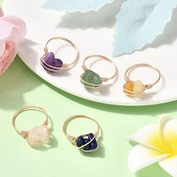 Natural Gemstone Braided Bead Chips Stackable Rings for Women