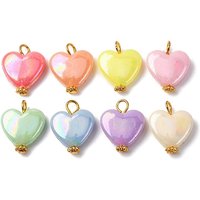 Opaque Acrylic Heart Pendants with Iron & Tibetan Alloy Findings — Charms & Pendants