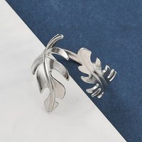 Bague ouverte en acier inoxydable 304 pour femmes, design feuille, taille 7,5 — Bijoux fantaisie