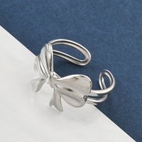 304 Stainless Steel Open Cuff Ring for Women - Bowknot Design — Costume Jewelry