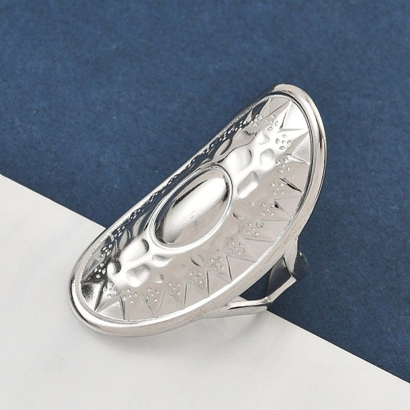 304 Stainless Steel Open Cuff Rings for Women, Adjustable Size — Costume Jewelry