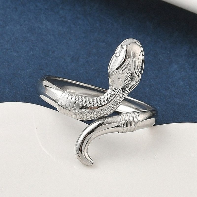 Bague ouverte en acier inoxydable 304 pour femmes, design serpent — Bijoux fantaisie