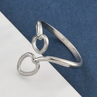 304 Stainless Steel Heart Open Cuff Ring for Women, Size 7.5