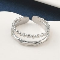 304 Stainless Steel Open Cuff Rings for Women, Adjustable 7mm