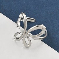 304 Stainless Steel Adjustable Open Cuff Rings for Women - Butterfly