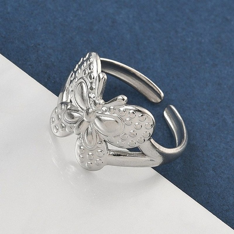 Bagues ouvertes en acier inoxydable 304 pour femmes - Papillon — Bijoux fantaisie