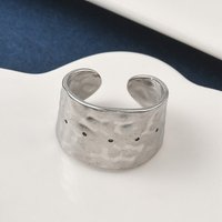 304 Stainless Steel Open Cuff Ring, Adjustable 13.5mm Width — Costume Jewelry