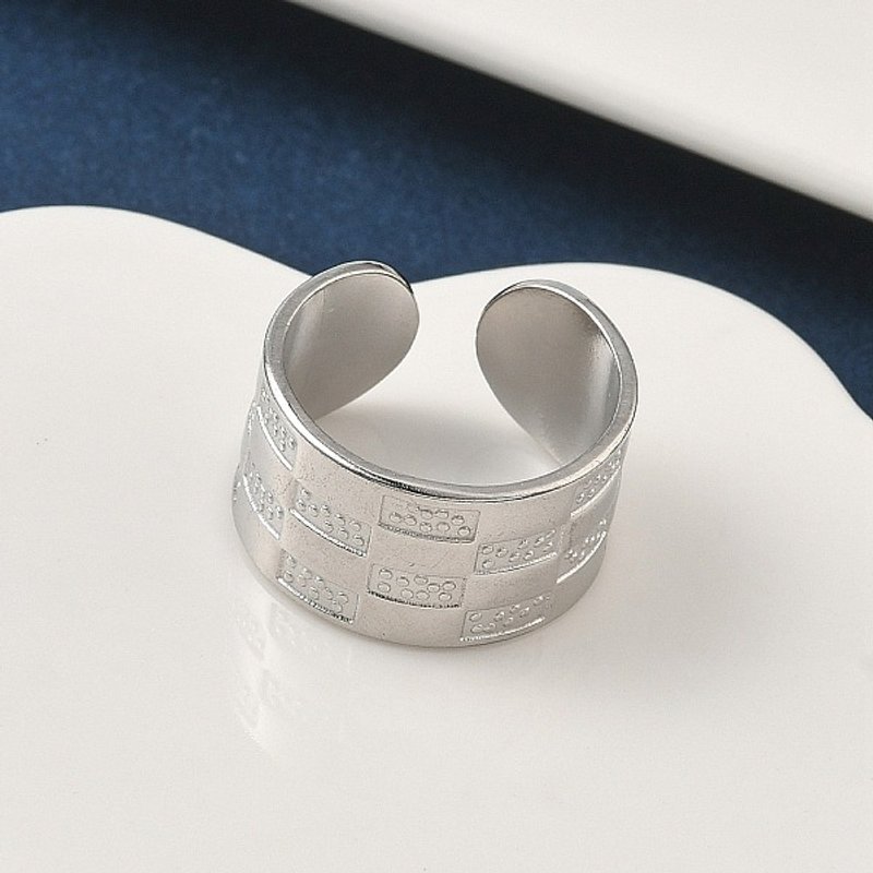 304 Stainless Steel Open Cuff Ring, Adjustable 11mm Width — Costume Jewelry