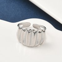 304 Stainless Steel Open Cuff Ring, Adjustable Size