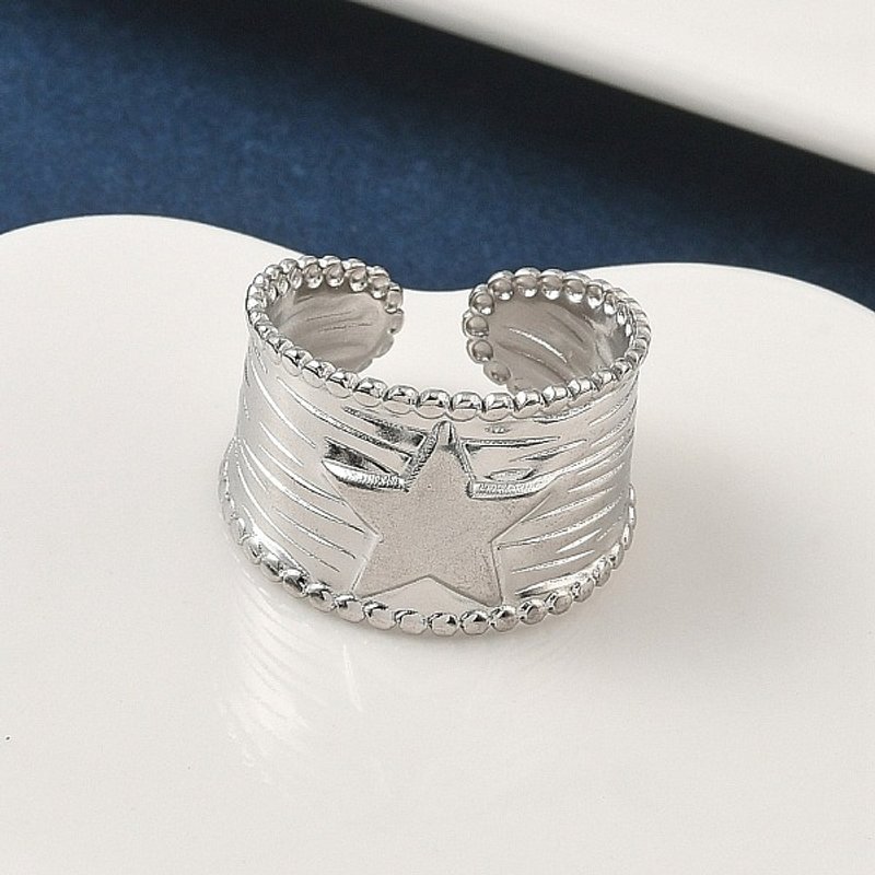 Bagues ouvertes en acier inoxydable 304, design étoile, ajustables — Bijoux fantaisie