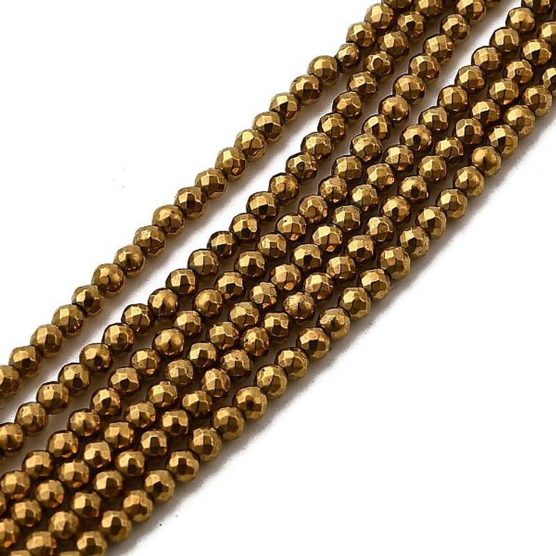 Electroplated Synthetic Non-magnetic Hematite Beads Strands, Round — Jewelry Beads