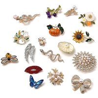 Broches en alliage de strass avec émail, formes variées — Broches
