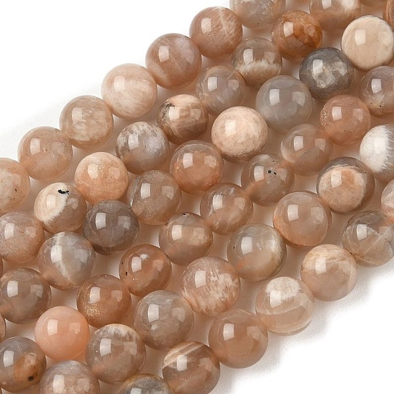 Round Natural Multi-Moonstone Beads Strands, 8mm, 15.35 inch — Jewelry Beads